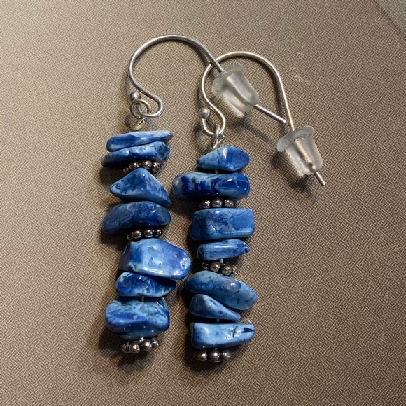 Lapis &silver handmade earrings.🎁 - Picture 2 of 3